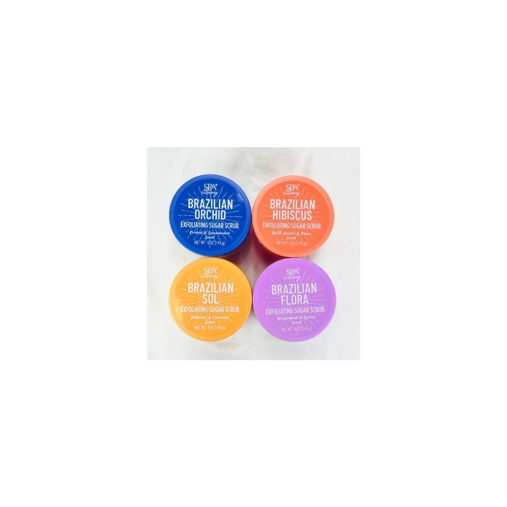4 Pk Spa Luxury Brazilian Exfoliating Sugar Body Scrub Flora Orchid Hibiscus - Picture 2 of 6